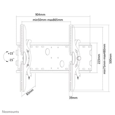Neomounts PLASMA-W200BLACK TV mount wall 37-85" - tiltable view 8
