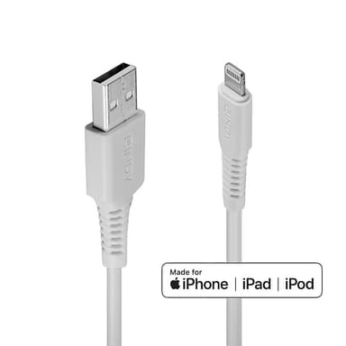 Lindy 2m USB to Lightning Cable, White view 1