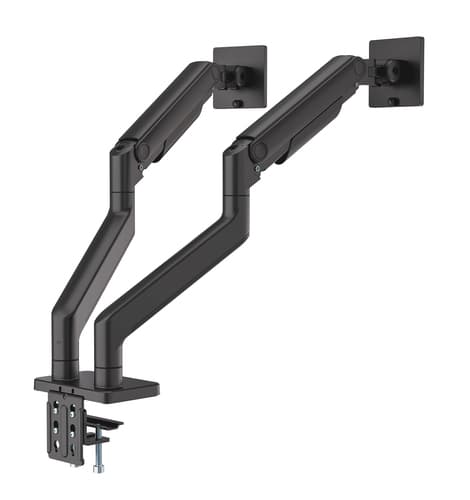 Manhattan Dual Desk Mount for TV & Monitors (Full Motion Spring), For screens 13" to 45", Clamp or Grommet Assembly, VESA compatibility: 75x75 and 100x100mm - check the dimensions of the four mounting holes on back of screen to ensure it fits, Max 20kg (each)