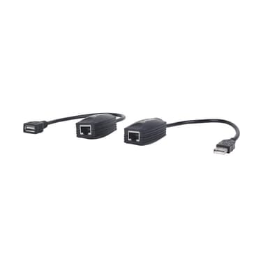 Manhattan USB-A Line Extender, for use with RJ45 network cable (not included), extends USB Device up to 60m, bus power, Cat5e/Cat6/Cat6A RJ45 network cables suitable, Black, Three Year Warranty view 3
