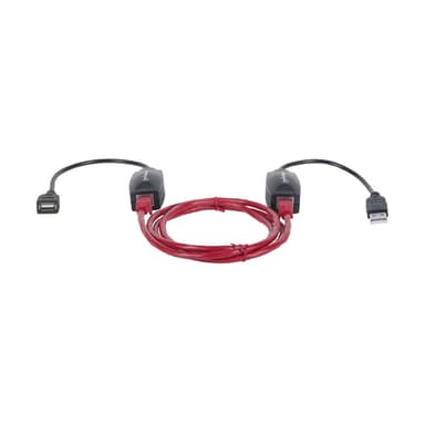 Manhattan USB-A Line Extender, for use with RJ45 network cable (not included), extends USB Device up to 60m, bus power, Cat5e/Cat6/Cat6A RJ45 network cables suitable, Black, Three Year Warranty view 1