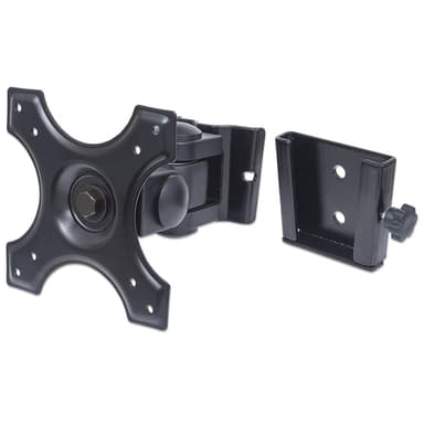 Manhattan Wall Mount for TV & Monitors (Tilt and Swivel 2 pivots), For screens 13" to 27", VESA compatibility: 75x75mm and 100x100mm - check the dimensions of the four mounting holes on back of screen to ensure it fits, Max 12kg, Black, Bracket view 4