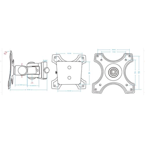 Manhattan Wall Mount for TV & Monitors (Tilt and Swivel 2 pivots), For screens 13" to 27", VESA compatibility: 75x75mm and 100x100mm - check the dimensions of the four mounting holes on back of screen to ensure it fits, Max 12kg, Black, Bracket