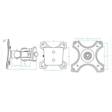 Manhattan Wall Mount for TV & Monitors (Tilt and Swivel 2 pivots), For screens 13" to 27", VESA compatibility: 75x75mm and 100x100mm - check the dimensions of the four mounting holes on back of screen to ensure it fits, Max 12kg, Black, Bracket view 6