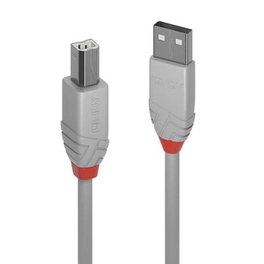 Lindy 0.5m USB 2.0 Type A to B Cable, Anthra Line, Grey view 1