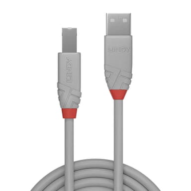 Lindy 0.5m USB 2.0 Type A to B Cable, Anthra Line, Grey view 2