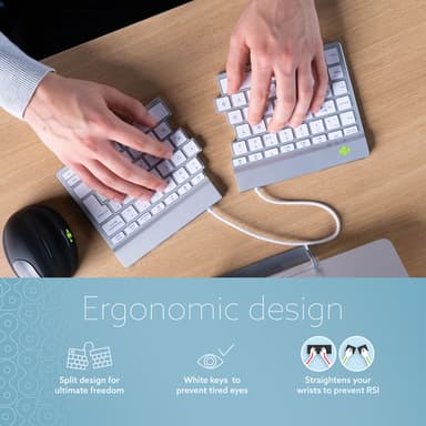 R-Go Tools Ergonomic keyboard R-Go Split Break with break software, ergonomic split keyboard, QWERTY (UK), Bluetooth, white view 11