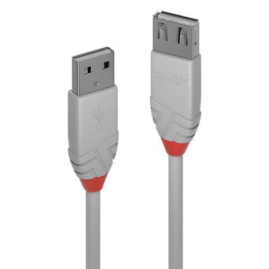 Lindy 0.5m USB 2.0 Type A Extension Cable, Anthra Line, Grey view 1