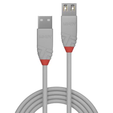 Lindy 0.5m USB 2.0 Type A Extension Cable, Anthra Line, Grey view 2
