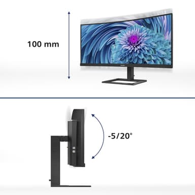 Philips E Line 346E2CUAE/00 computer monitor 86.4 cm (34") 3440 x 1440 pixels Wide Quad HD+ LCD Black view 3