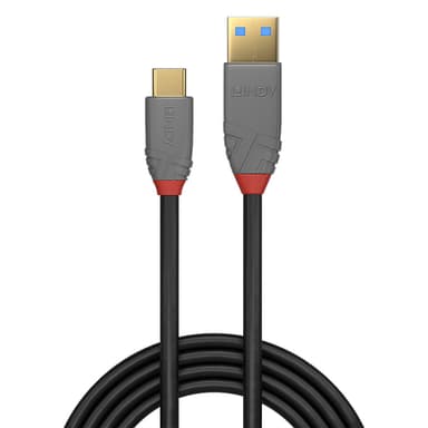 Lindy 0.5m USB 3.2 Type A to C Cable, 10Gbps, 5A, PD, Anthra Line view 2