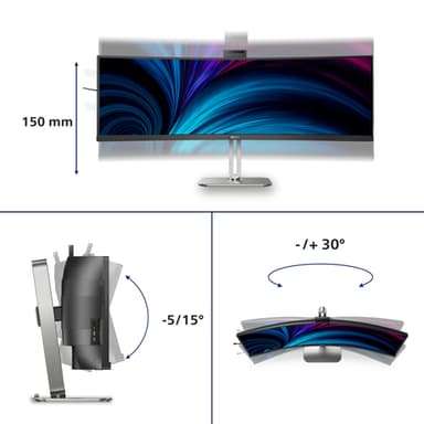 Philips 5000 series 49B2U5900CH/00 computer monitor 124 cm (48.8") 5120 x 1440 pixels Dual QHD LCD Black view 5