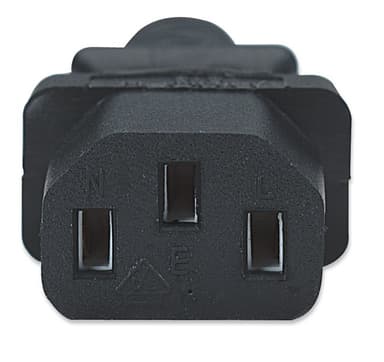 Manhattan Mains Power Cord/Cable, Euro 2-pin plug (CEE 7/4 Schuko) to C13 Female (kettle lead), 1.8m, 16A, Black, Lifetime Warranty view 3