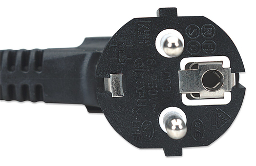 Manhattan Mains Power Cord/Cable, Euro 2-pin plug (CEE 7/4 Schuko) to C13 Female (kettle lead), 1.8m, 16A, Black, Lifetime Warranty