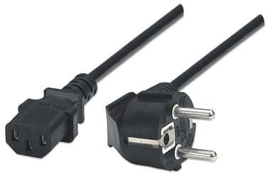 Manhattan Mains Power Cord/Cable, Euro 2-pin plug (CEE 7/4 Schuko) to C13 Female (kettle lead), 1.8m, 16A, Black, Lifetime Warranty view 1