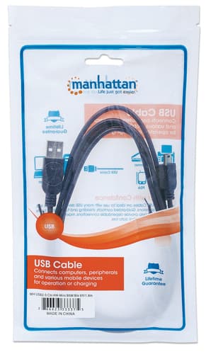 Manhattan USB-A to Mini-USB Cable, 1.8m, Male to Male, Black, 480 Mbps (USB 2.0), Hi-Speed USB, Lifetime Warranty, Equivalent to USB2HABM2M (except 20cm shorter) view 5