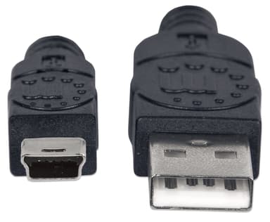 Manhattan USB-A to Mini-USB Cable, 1.8m, Male to Male, Black, 480 Mbps (USB 2.0), Hi-Speed USB, Lifetime Warranty, Equivalent to USB2HABM2M (except 20cm shorter) view 3