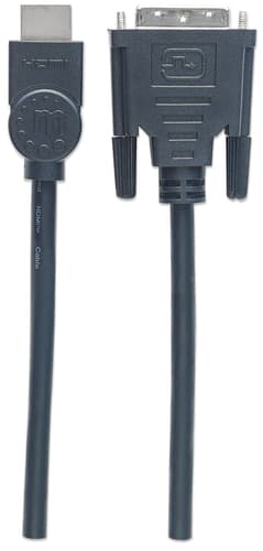 Manhattan HDMI to DVI-D 24+1 Cable, 3m, Male to Male, Black, Dual Link, Compatible with DVD-D, Lifetime Warranty, Equivalent to HDDVIMM3M view 4