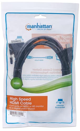 Manhattan HDMI to DVI-D 24+1 Cable, 3m, Male to Male, Black, Dual Link, Compatible with DVD-D, Lifetime Warranty, Equivalent to HDDVIMM3M view 5