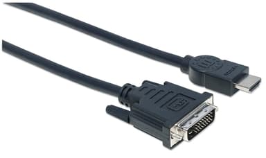 Manhattan HDMI to DVI-D 24+1 Cable, 3m, Male to Male, Black, Dual Link, Compatible with DVD-D, Lifetime Warranty, Equivalent to HDDVIMM3M view 2