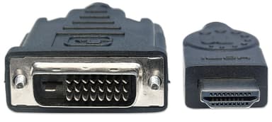Manhattan HDMI to DVI-D 24+1 Cable, 3m, Male to Male, Black, Dual Link, Compatible with DVD-D, Lifetime Warranty, Equivalent to HDDVIMM3M view 3