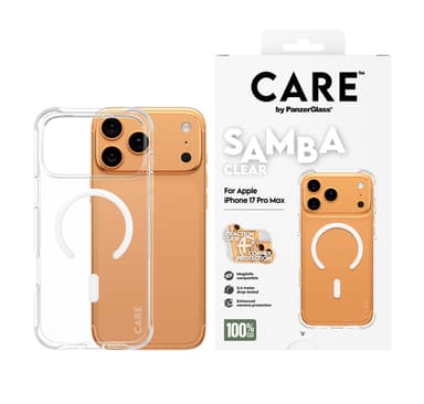 PanzerGlass CARE™ by ® Samba Case Transparent w. White MagSafe iPhone 17 Pro Max view 2