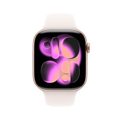 Apple Watch Series 11 GPS 46mm Rose Gold Aluminium Case with Light Blush Sport Band - M/L view 2