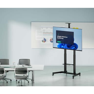 Manhattan Trolley Mount Stand for TV & Monitors (crank handle height adjust), For screens: 37" to 120",VESA compatibility:all between 200x200 to 1000x600mm -check the dimensions of the four mounting holes on back of screen to ensure it fits,Max 120kg,1180 to 1630mm view 4