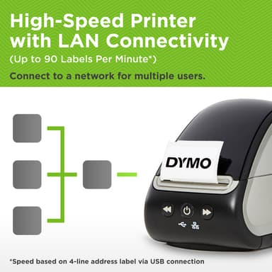 DYMO LabelWriter 550 Turbo Label Printer | Label Maker with High-Speed Direct Thermal Printing | Automatic Label Recognition | Prints Shipping Labels & More with USB/LAN Connectivity | UK 3 Pin Plug view 6