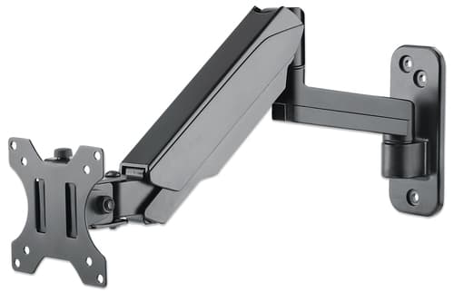 Manhattan Wall Mount for TV & Monitors (Spring Arm 3 pivots), For screens 17" to 32", VESA compatibility: 75x75mm and 100x100mm - check the dimensions of the four mounting holes on back of screen to ensure it fits, Max 8kg, Black, Bracket, Lifetime Warranty