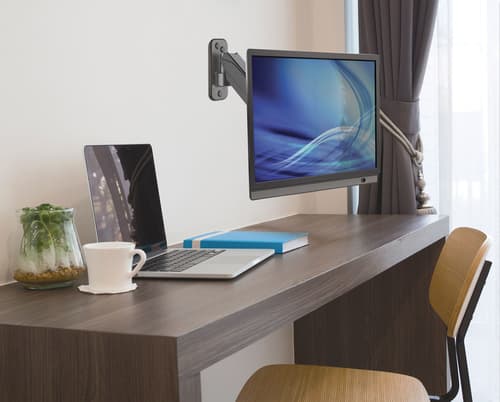Manhattan Wall Mount for TV & Monitors (Spring Arm 2 pivots), For screens 17" to 32", VESA compatibility: 75x75mm and 100x100mm - check the dimensions of the four mounting holes on back of screen to ensure it fits, Max 8kg, Black, Bracket, Lifetime Warranty