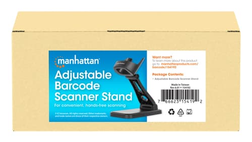 Manhattan Adjustable Barcode Scanner Stand, Height and Angle Adjustable, suitable for barcode scanner products 153997, 154116 and 154185, Black, Lifetime Warranty