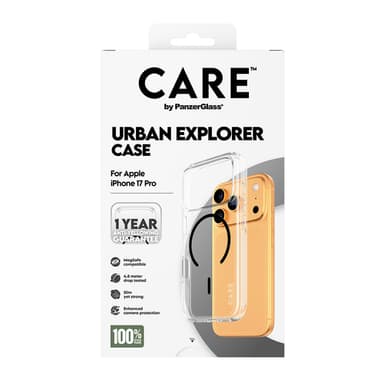 PanzerGlass CARE™ by ® Urban Explorer Case Transparent w. Black MagSafe iPhone 17 Pro view 3