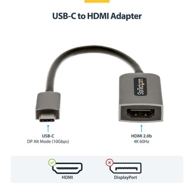StarTech.com USB-C to HDMI Adapter, 4K 60Hz Video, HDR10, USB-C to HDMI Monitor Dongle, USB4 / Thunderbolt Compatible view 6