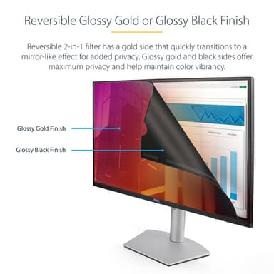 StarTech.com 24-inch 16:9 Gold Monitor Privacy Screen, Reversible Filter w/Enhanced Privacy, Glossy Computer Security Filter, Removable Screen Protector/Shield, +/- 30 Deg. view 9