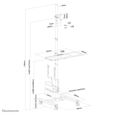 Neomounts FPMA-MOBILE1700 Mobile workstation 10-32" view 20
