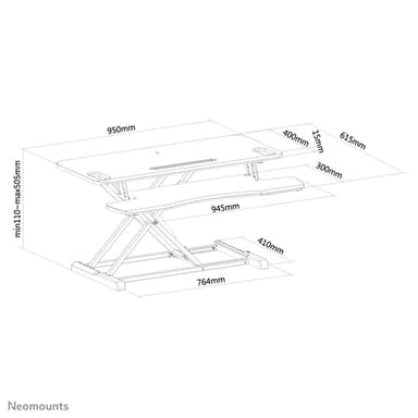 Neomounts NS-WS300BLACK Sit-stand workstation - gas spring view 13