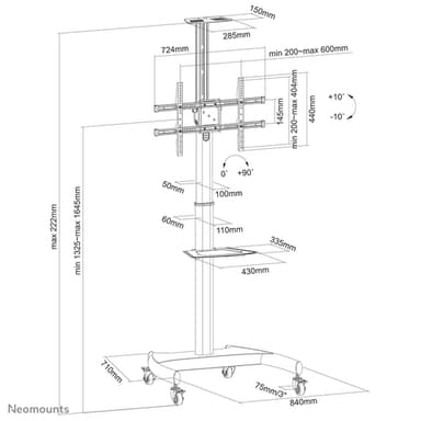 Neomounts PLASMA-M1900E TV trolley 37-70" - rotatable view 18