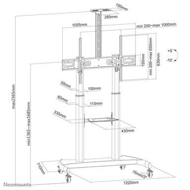 Neomounts PLASMA-M1950E TV trolley 60-100" view 16