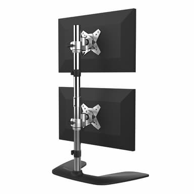StarTech.com Vertical Dual Monitor Stand, Ergonomic Desktop Stacked Two Monitors, Free Standing Universal Monitor Mount, Height Adjustable - For up to two 27" or 34" Ultrawide (22lb/8kg) VESA Mount Displays view 2