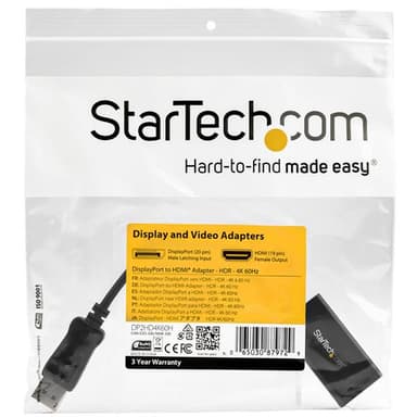 StarTech.com DisplayPort to HDMI Adapter - 4K 60Hz HDR10 Active DisplayPort 1.4 to HDMI 2.0b Video Converter - 4K DP to HDMI Adapter Dongle for Monitor/Display/TV - Latching DP Connector view 6