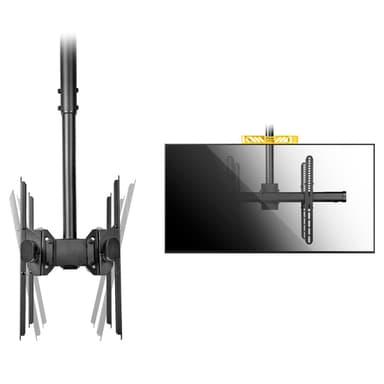 StarTech.com Dual TV Ceiling Mount - Back-to-Back Heavy Duty Hanging Dual Screen Mount with Adjustable Telescopic Pole - Tilt/Swivel/Rotate - VESA Bracket for 32”-75" Displays view 6