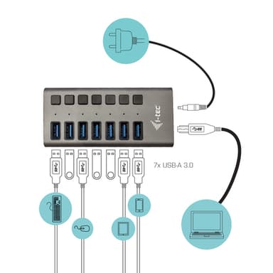i-tec USB 3.0 Charging HUB 7port + Power Adapter 36 W view 2