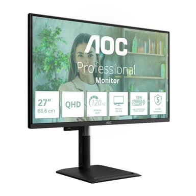 AOC Q27P4U computer monitor 68.6 cm (27") 2560 x 1440 pixels Wide Quad HD Black view 3