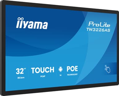 iiyama TW3226AS-B3P Signage Display Kiosk design 80 cm (31.5") LED Wi-Fi 430 cd/m² Full HD Black Touchscreen Built-in processor Android 24/7 view 1