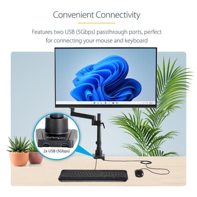StarTech.com Desk Mount Monitor Arm with 2x USB 3.0 Ports, Full Motion Single Monitor Mount, up to 34" (17.6lb/8kg) VESA Display, Clamp/Grommet Mount, Mechanical Spring view 12
