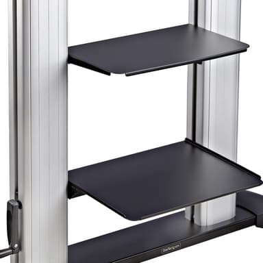 StarTech.com Rolling TV Cart/Stand On Wheels For 60-100inch Flat Screens Up To 220lb (100kg), Height Adjustment via Hand Crank, Mobile/Portable Trolley Mount view 9