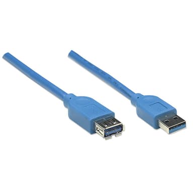 Manhattan USB-A to USB-A Extension Cable, 2m, Male to Female, Blue, 5 Gbps (USB 3.2 Gen1 aka USB 3.0), SuperSpeed USB, Lifetime Warranty, Equivalent to USB3SEXT2MBK (except colour). view 2