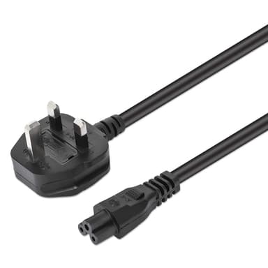 Manhattan Mains Power Cord/Cable, UK 3-pin plug to C5 Female (cloverleaf/triangular), 1.8m, 16A, Lead, Lifetime Warranty view 1