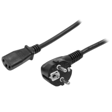 StarTech.com 2m (6ft) Computer Power Cord, 18AWG, EU Schuko to C13 Power Cord, 250V 10A, Black Replacement AC Cord, TV/Monitor Power Cable, Schuko CEE 7/7 to IEC 60320 C13 Power Cord - PC Power Supply Cable view 1
